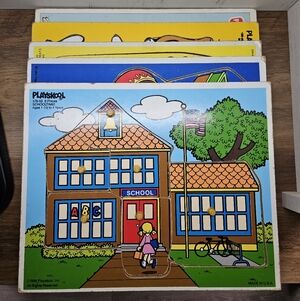 Vintage Playskool School Puzzles - Set Of 5